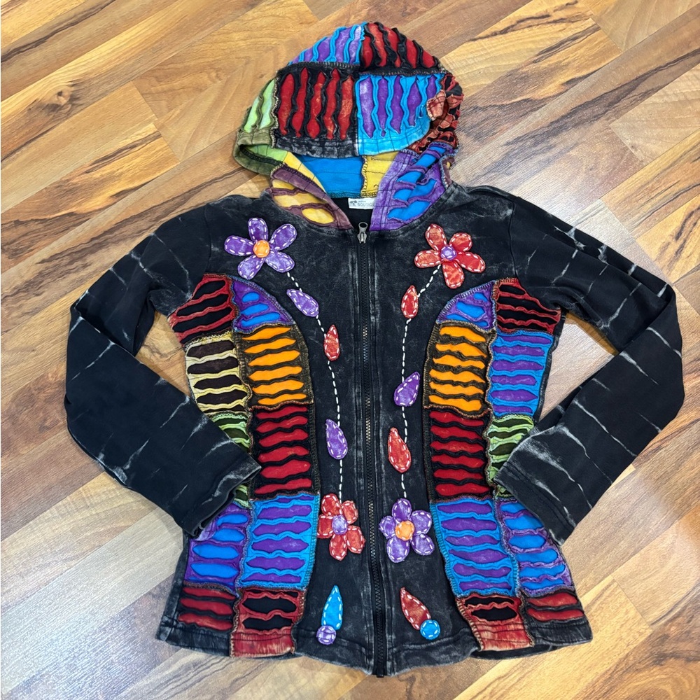 Bohemian Multi-Coloured Patchwork Embroidered Jac… - image 1